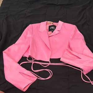 Zara Pink Women's Cropped Jacket